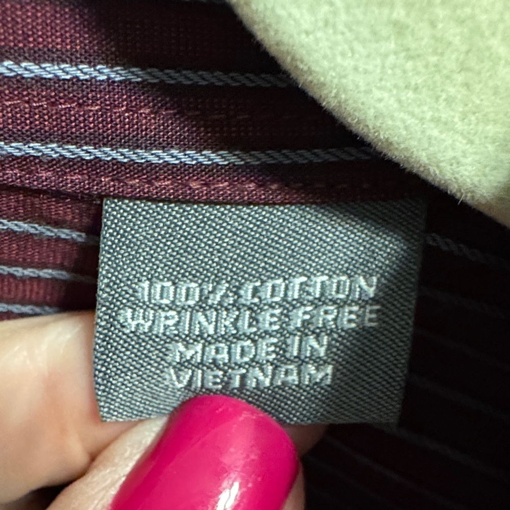 Kenneth Cole Men's Deep Burgundy Striped Dress Shirt - Picture 3 of 4